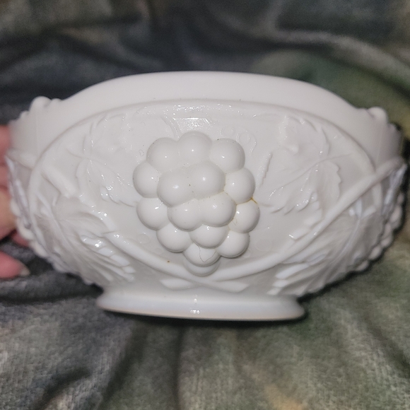 Vintage Duncan and Miller Milk Glass Bowl Grape Pattern 4" - Picture 2 of 8